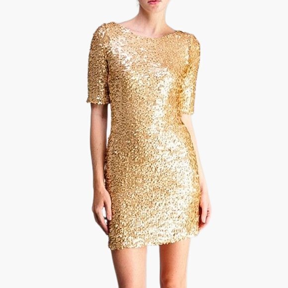Ark & Co Dresses & Skirts - Ark & Co. Gold Co Short Cocktail Sequin Dress Size Medium